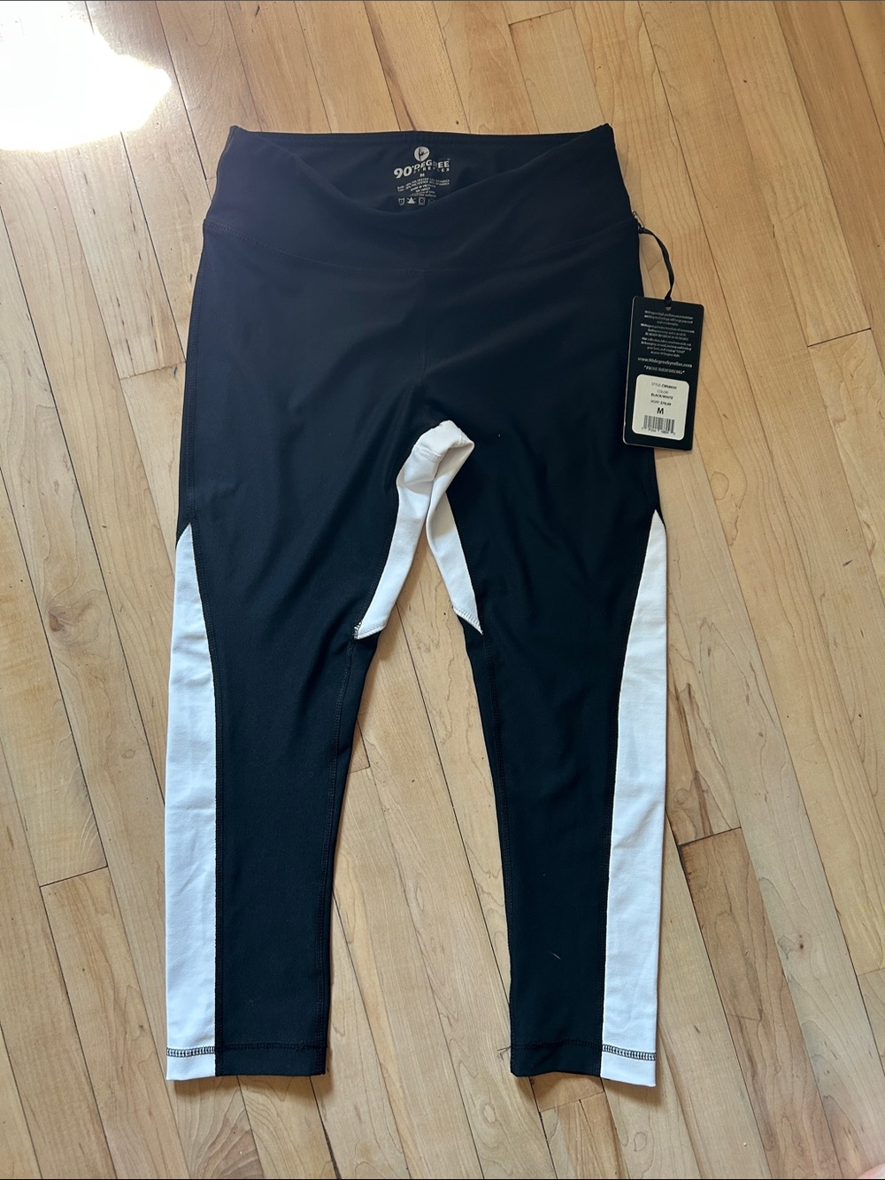 90 Degree By Reflex Black and White Heart-Back Ladies' Active Leggings - Picture 3 of 5